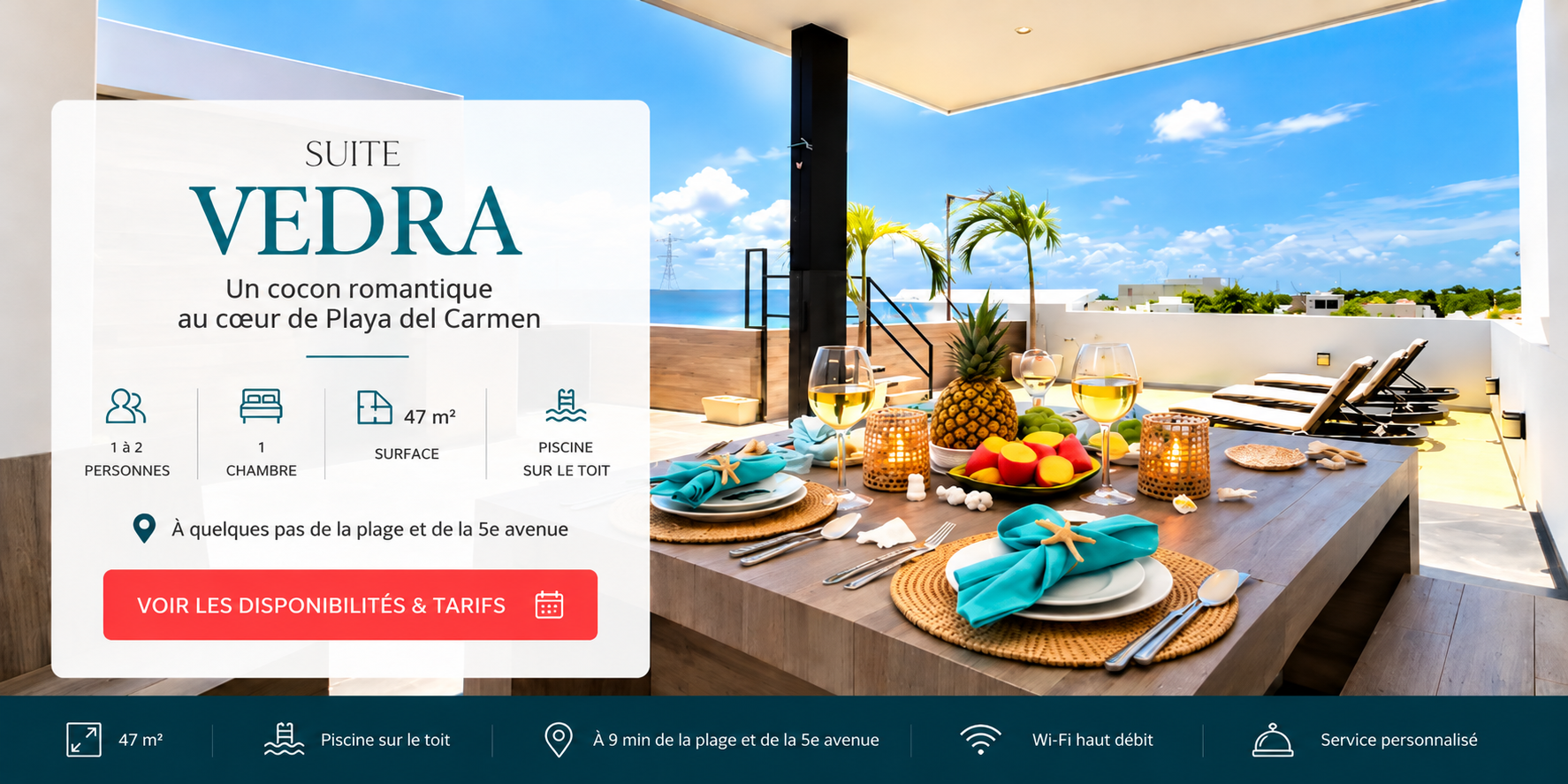 Terrasse tropicale de la Suite Vedra à Playa del Carmen