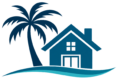Logo Gilles Smart Home Playa représentant une maison de vacances, un palmier tropical et une vague turquoise.